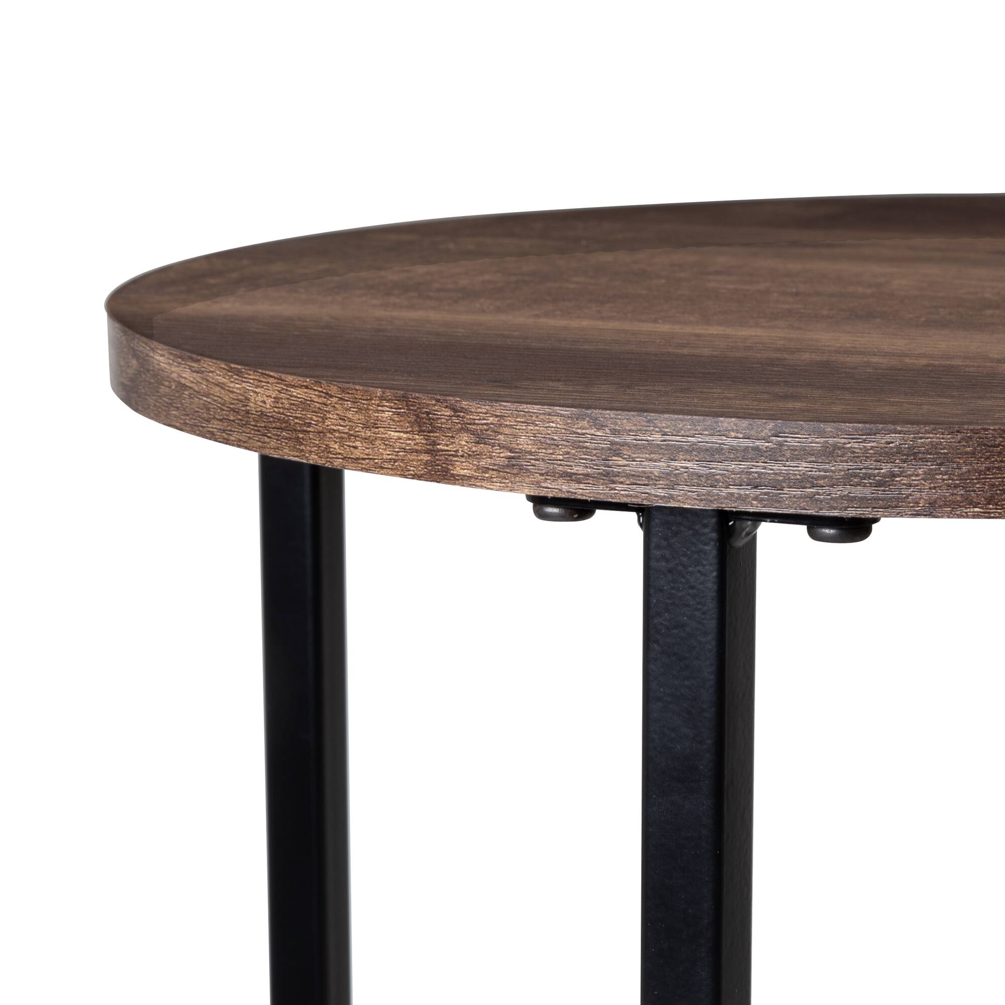 Honey Can Do Natural X-Pattern Base Round Side Table